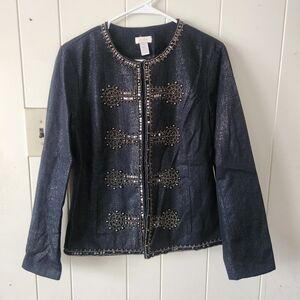 Chico's Navy Embellished Blazer Size 8